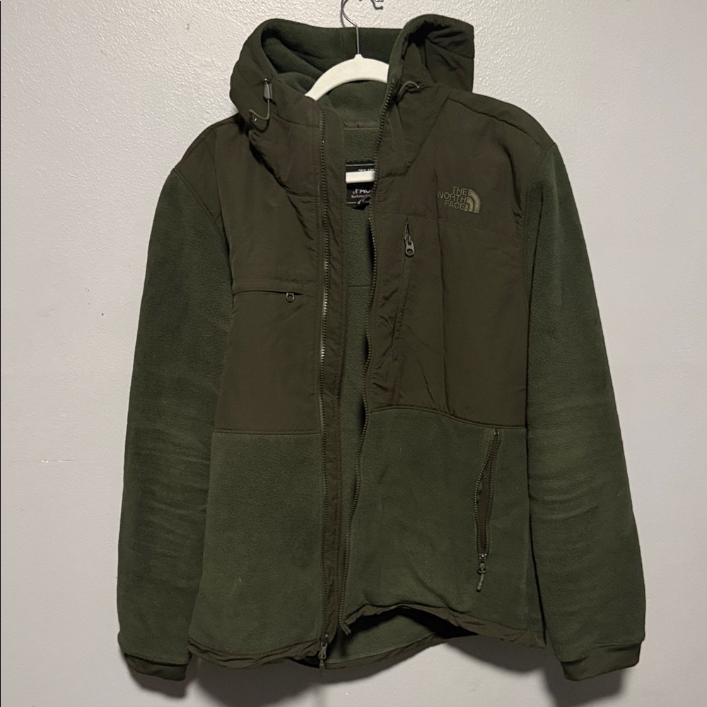 The North Face Men's Dark Olive Green Hooded Fleece Jacket